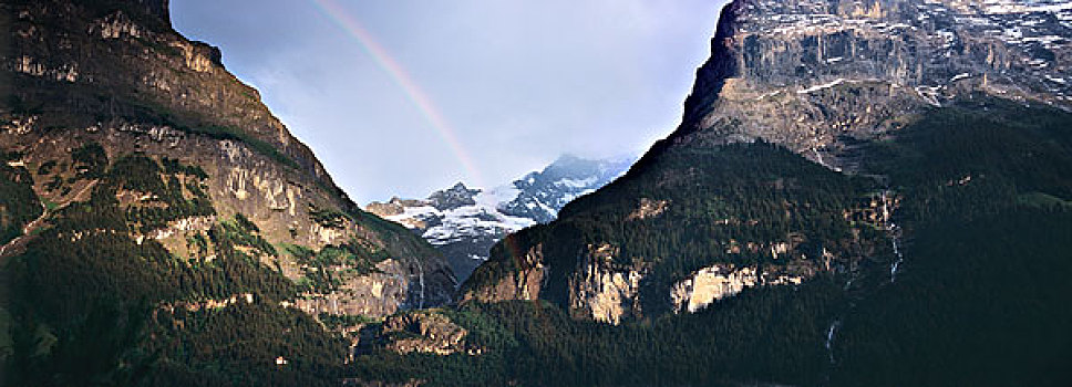 彩虹,伯尔尼阿尔卑斯山,高处,伯恩高地,瑞士