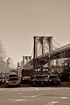 纽约,市区,曼哈顿,街道,风景,布鲁克林大桥,四月,人口,城市,美国