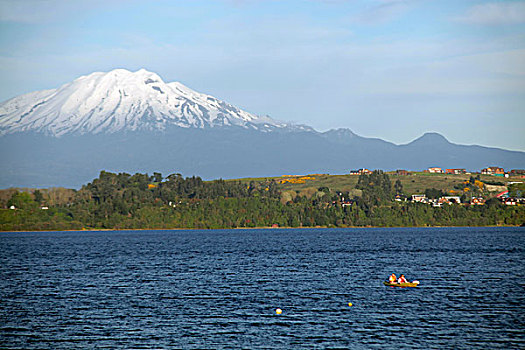 智利,湖,山