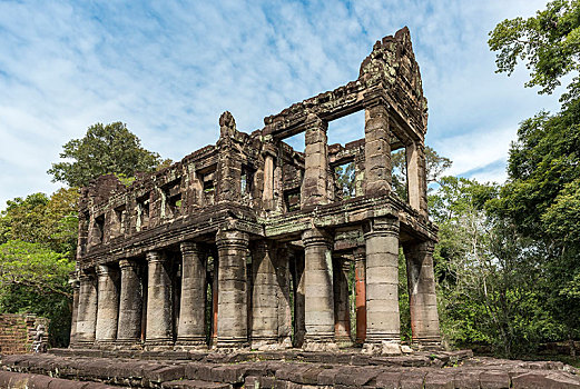 建筑,圆,柱子,庙宇,吴哥,柬埔寨,亚洲