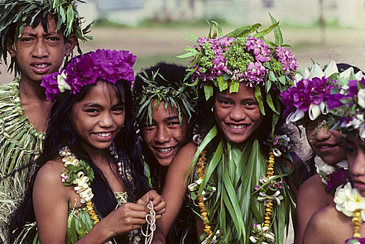 法属玻利尼西亚,岛屿,青少年,传统服装