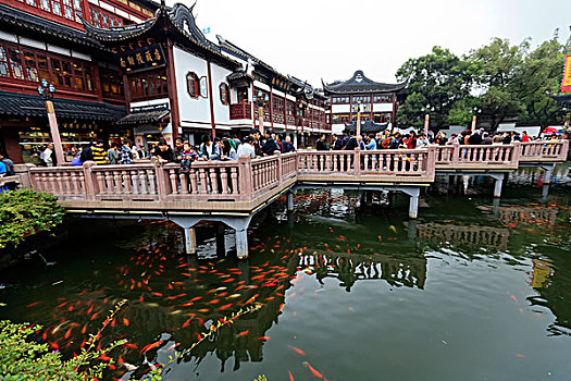 中国,上海,之字形,桥,豫园,集市