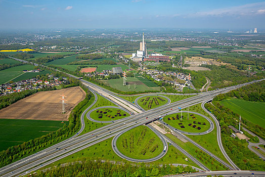 火力发电站,交叉,高速公路,鲁尔区,北莱茵威斯特伐利亚,德国,欧洲