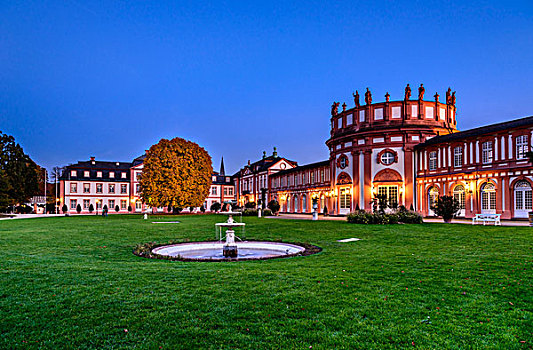 德国,黑森州,莱茵高地区,威斯巴登,地区,宫殿,公园,风景,圆形建筑