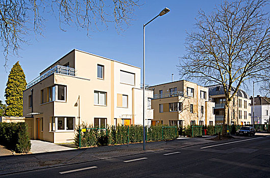 郊区,街道,现代主义,设计,房子,克莱菲德,北莱茵威斯特伐利亚,德国