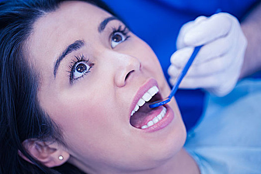 牙医,检查,女病人,牙科诊所