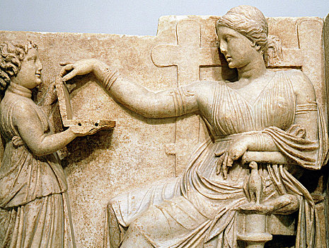 浮雕,展示,罗马,女人,佣工