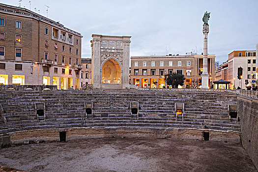 罗马,圆形剧场,柱子,普利亚区,意大利,欧洲