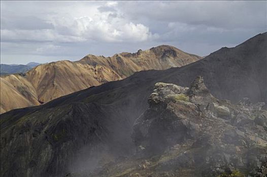 山峦,靠近,山,兰德玛纳,冰岛