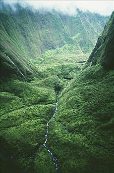 夏威夷,考艾岛,山,斑点,岛屿