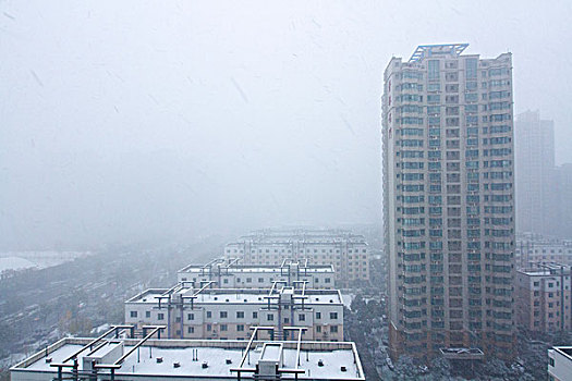 城市雪景