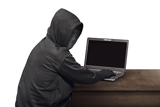 头像,黑客,男人,面具,后视,打字,笔记本电脑,书桌