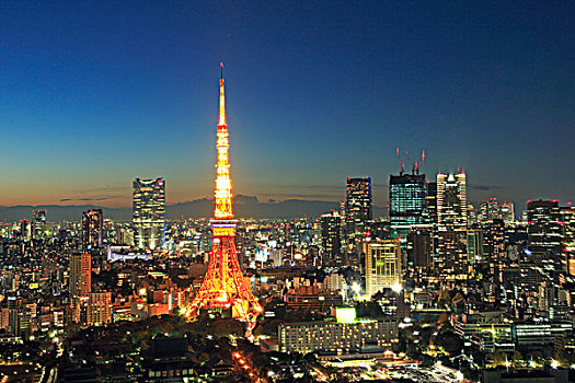 夜景,东京塔,世贸中心,建筑