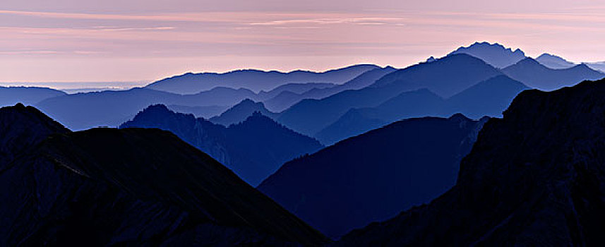 山脉全景,蓝色,钟点,提洛尔,奥地利,欧洲