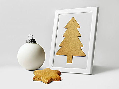 星形,饼干,白色,圣诞装饰