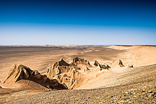 新疆,罗布泊,沙漠,雅丹地貌,沙岩,天空