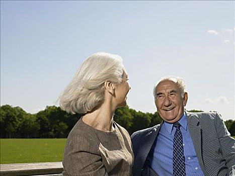 老年,夫妻,放松,公园