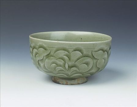 青瓷,碗,雕刻,牡丹,北宋时期,朝代,瓷器,11世纪,艺术家,未知