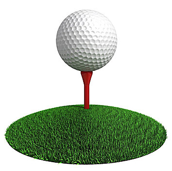 高尔夫球,红色,球座,青草,光盘