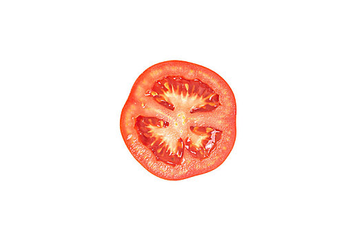 白背景上的西红柿切片