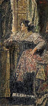 一个,女孩,头像,1898年,艺术家