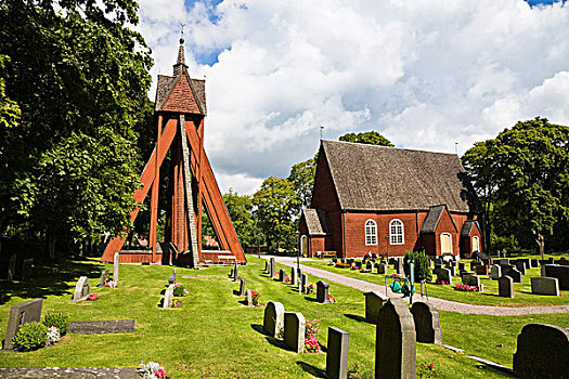 教堂,墓地,史马兰,南,瑞典,斯堪的纳维亚,欧洲