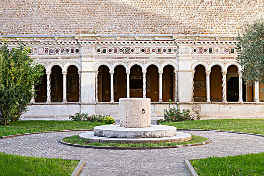 喷泉,檐壁,9世纪,回廊,梵蒂冈,罗马,拉齐奥,意大利,欧洲