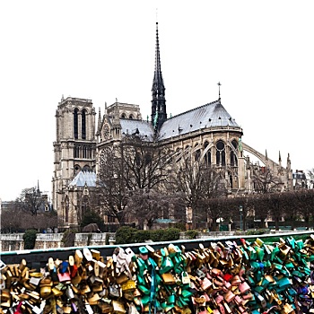 喜爱,挂锁,巴黎圣母院,巴黎