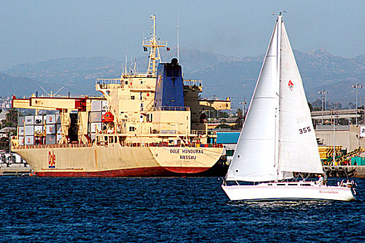 帆船,货船,圣地亚哥湾