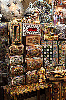 叙利亚大马士革阿拉伯市场-手工艺镶嵌盒
