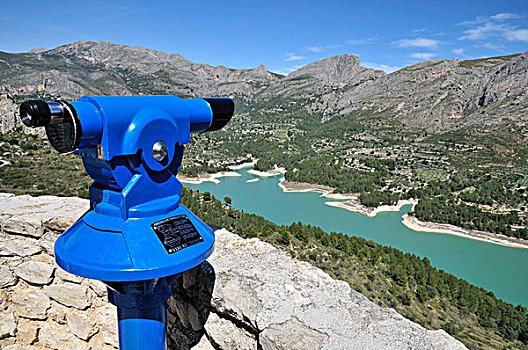 望远镜,风景,存储,湖,白色海岸,西班牙,欧洲