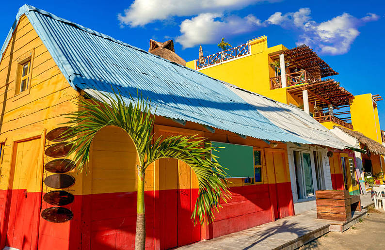 岛屿,彩色,加勒比,房子,墨西哥