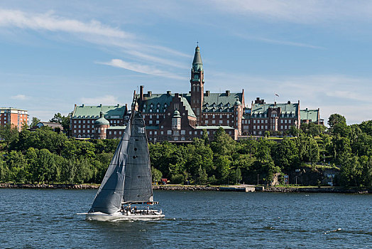 帆船,宫殿,背影,斯德哥尔摩,瑞典,欧洲