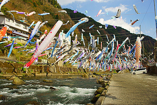 温泉,鲤帜,节日,熊本,日本