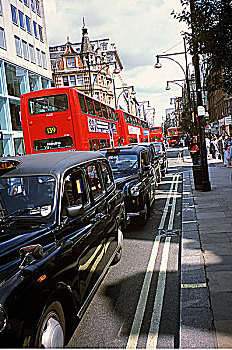 出租车,巴士,牛津街,伦敦,英格兰