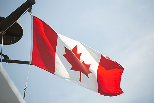 加拿大,不列颠哥伦比亚省,海峡,乔治亚,加拿大国旗,船