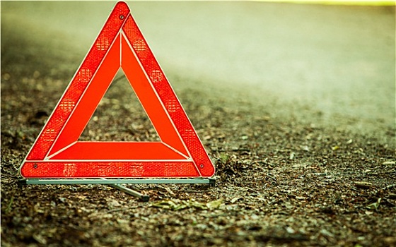 抛锚,汽车,红色,警告,三角形,标识,途中