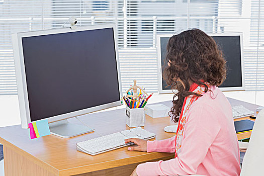 女人,工作,创意,办公室,书桌,电脑