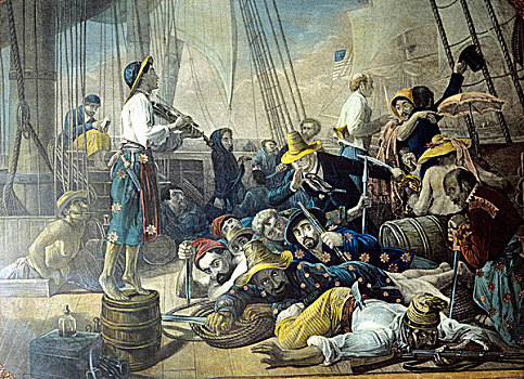 海盗,衣服,女人,诱饵,商船,19世纪,向上,特写