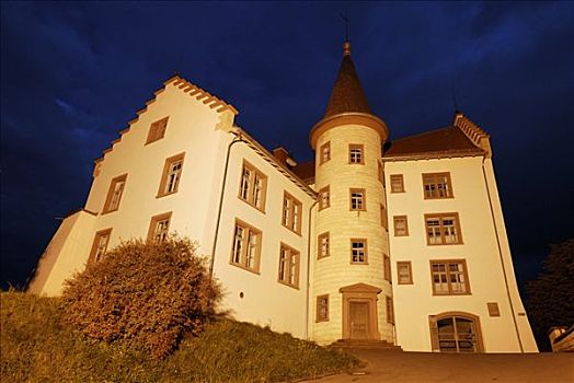 城堡,夜晚,康士坦茨,行政,地区,巴登符腾堡,德国,欧洲