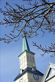 挪威,特罗姆瑟,特写,屋顶,路德教会,大教堂,座椅,一个,木质,教堂