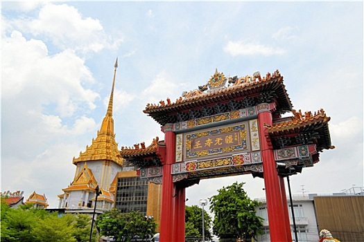 唐人街,大门,寺院,庙宇,曼谷,泰国