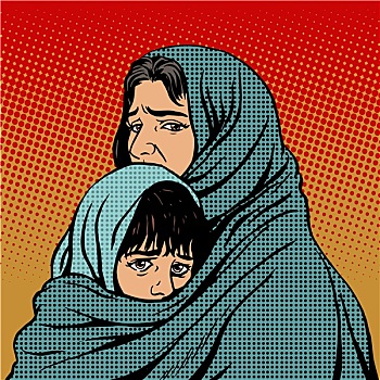 难民,母子,迁徙,贫穷