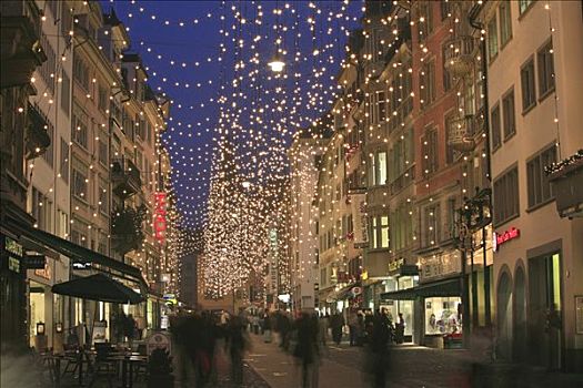 经典,圣诞彩灯,市中心,苏黎世,瑞士