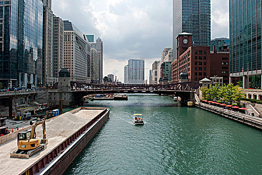 立交桥,上方,芝加哥河,芝加哥,伊利诺斯,美国