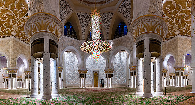 阿联酋阿布扎比谢赫扎伊德清真寺祈祷大厅