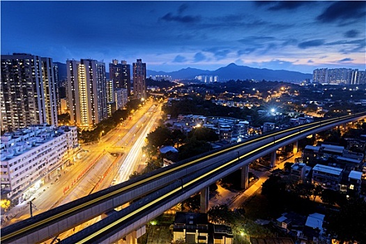 长,香港,城市,市区,夜晚