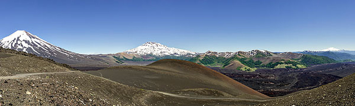 火山,左边,区域,智利,南美