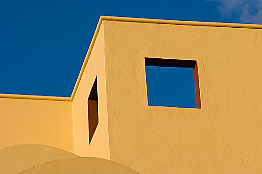 墨西哥,圣米格尔,角度,屋顶轮廓线,黄色,建筑,蓝天