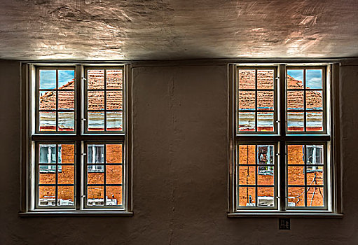 格子,窗户,老建筑,波茨坦,勃兰登堡,德国,欧洲